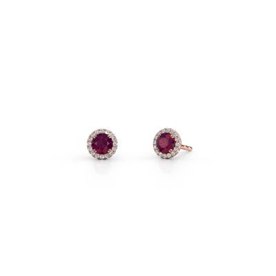 Earrings Seline rnd 585 rose gold rhodolite 4 mm