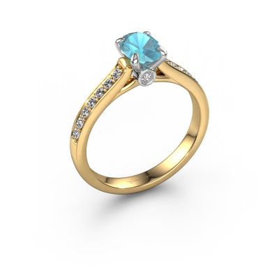 Verlobungsring Valorie ovl 2 585 Gold Blau Topas 7x5 mm