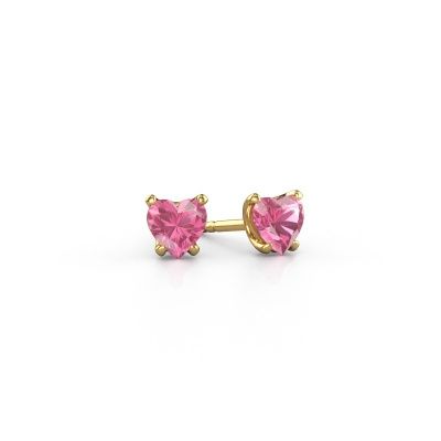 Oorbellen Sam Heart 585 goud roze saffier 5 mm