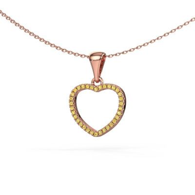 Pendentif Heart 6 585 or rose saphir jaune 1 mm