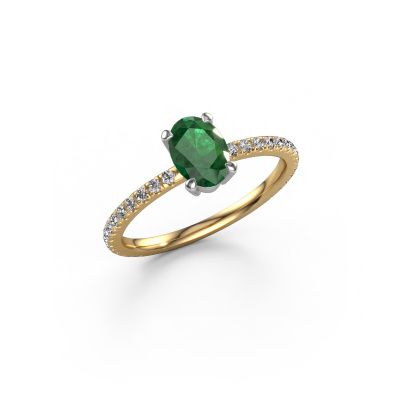 Engagement ring Lynelle 2 585 gold emerald 7x5 mm