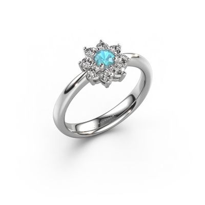 Engagement ring Camille 1 950 platinum blue topaz 3.4 mm