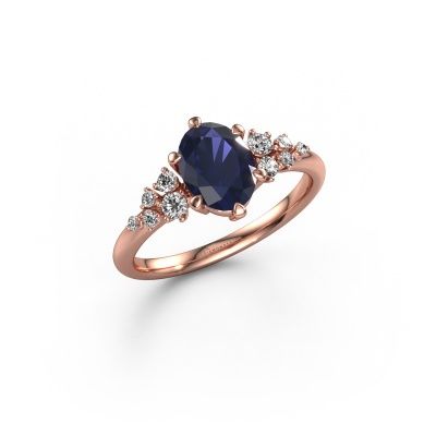 Engagement ring Royce OVL 585 rose gold sapphire 8x6 mm