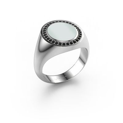 Signet ring Adam 2 585 white gold green sardonyx 12x10 mm