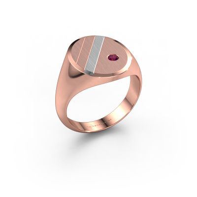Siegelring Wesley 4 585 Roségold Rhodolit 2.5 mm