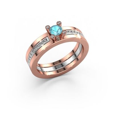 Engagement ring Alisha 585 rose gold blue topaz 4 mm