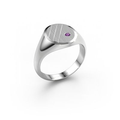Signet ring Wesley 2 950 platinum amethyst 2 mm