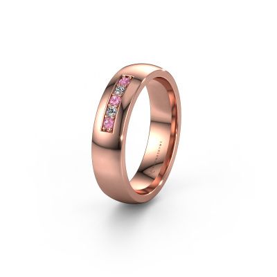 Wedding ring WH0111L25BP 585 rose gold pink sapphire ±5x2 mm