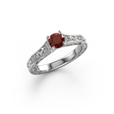 Engagement ring Mallory rnd 950 platinum garnet 5 mm