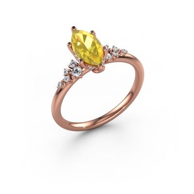 Bague de fiançailles Emma MRQ 585 or rose saphir jaune 10x5 mm