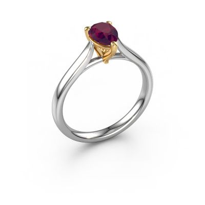Bague de fiançailles Mignon PER 1 585 or blanc rhodolite 7x5 mm