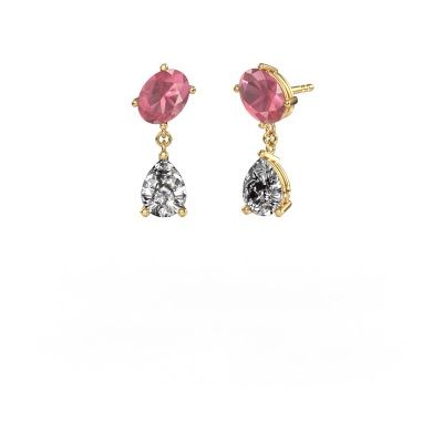 Earrings Toi et Moi OVL-PER 585 gold tourmaline pink 8x6 mm