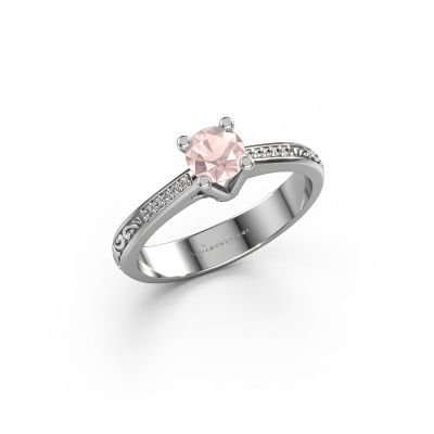 Engagement ring Mei 950 platinum morganite champagne 4.7 mm