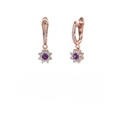 Pendants d'oreilles Camille 2 585 or rose améthyste 3 mm