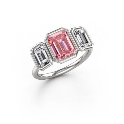 Engagement ring Lavon 3 EME 950 platinum pink lab grown diamond 8x6 mm