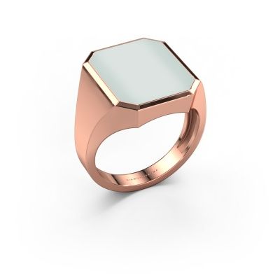 Zegelring Lars 5 light 585 rosé goud groene lagensteen 16x13 mm