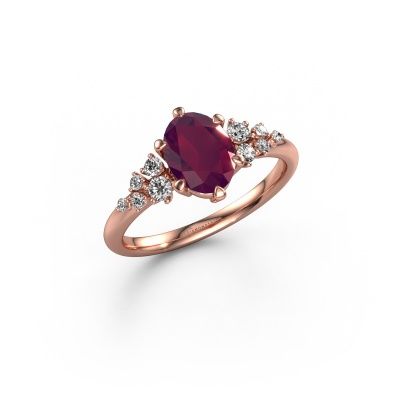 Engagement ring Royce OVL 585 rose gold rhodolite 8x6 mm
