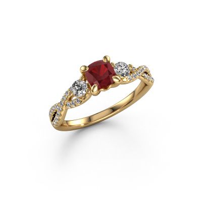 Bague de fiançailles Marilou CUS 585 or jaune rubis 5 mm