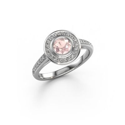 Engagement ring Noud 2 RND 950 platinum morganite champagne 5 mm