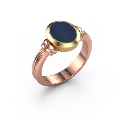 Signet ring Brenda 1 585 rose gold dark blue sardonyx 10x8 mm