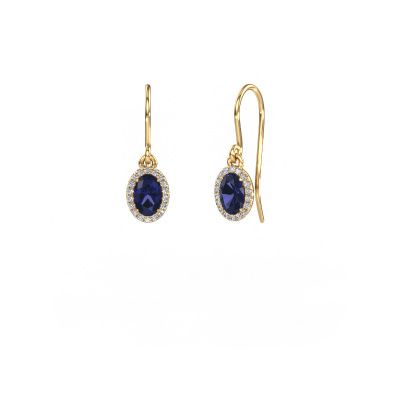 Drop earrings Seline ovl 585 gold sapphire 6x4 mm