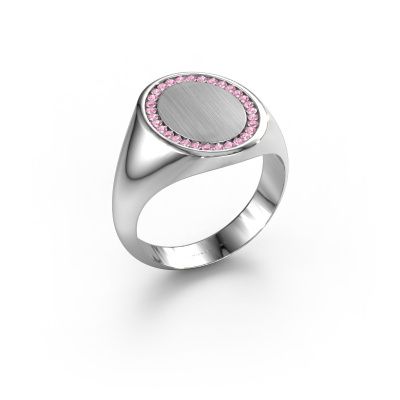 Men's ring Floris Oval 4 585 white gold pink sapphire 1.2 mm
