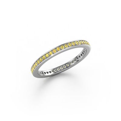 Stackable ring Elvire 1 585 white gold yellow sapphire 1.1 mm