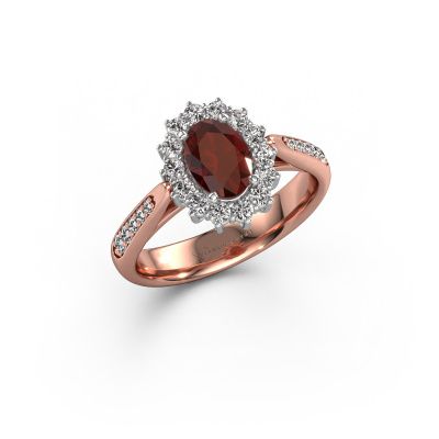 Engagement ring Margien 2 585 rose gold garnet 7x5 mm