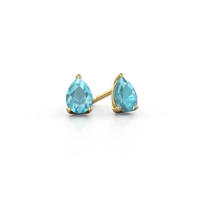 Clous d'oreilles Sam PER 585 or jaune topaze bleue 7x5 mm