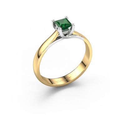 Engagement ring Mia Square 585 gold emerald 4 mm