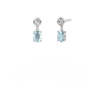 Pendants d'oreilles Lacey OVL 950 platine aigue-marine 7x5 mm