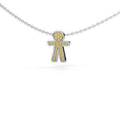 Pendant Boy 585 white gold yellow sapphire 1 mm