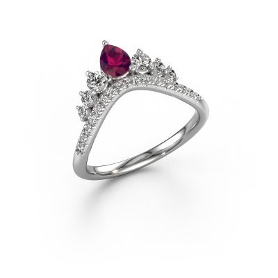Stackable ring Crown B 585 white gold rhodolite 5x4 mm