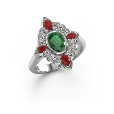 Engagement ring Door 585 white gold emerald 7x5 mm