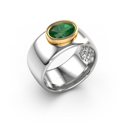 Ring Anouschka 585 white gold emerald 8x6 mm