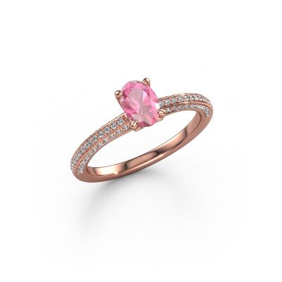 Engagement ring Elenore ovl 585 rose gold pink sapphire 6.5x4.5 mm