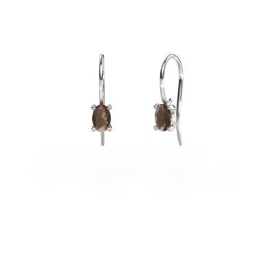 Pendants d'oreilles Cleo OVL 585 or blanc quartz fumé 7x5 mm