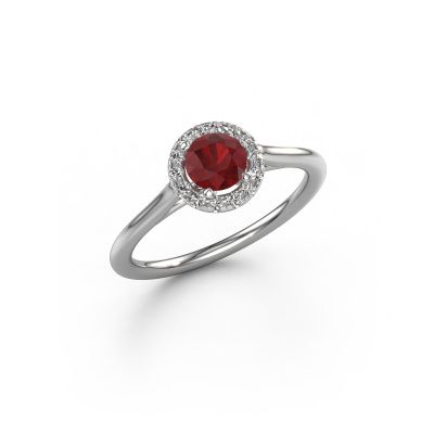 Engagement ring Seline rnd 1 950 platinum ruby 5 mm