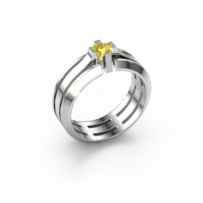 Men's ring Sem 950 platinum yellow sapphire 4.7 mm