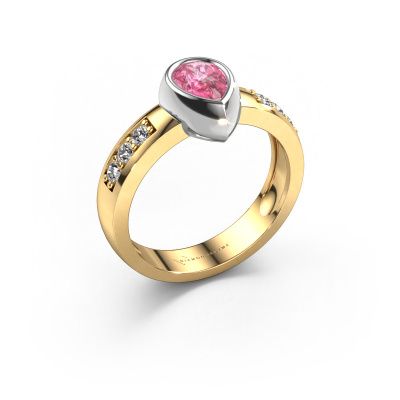 Ring Charlotte Pear 585 Gold Pink Saphir 8x5 mm