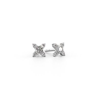 Boucles d'oreilles Nina 585 or blanc diamant synthétique 0.40 crt