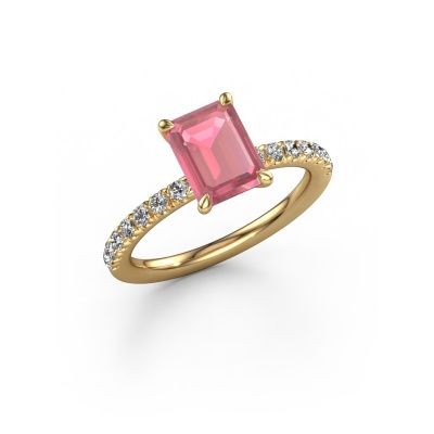 Engagement ring Crystal EME 2 585 gold tourmaline pink 8x6 mm