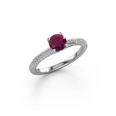 Bague de fiançailles Elenore rnd 585 or blanc rhodolite 5.4 mm