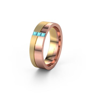Wedding ring WH0906L16A 585 rose gold blue topaz ±6x1.7 mm