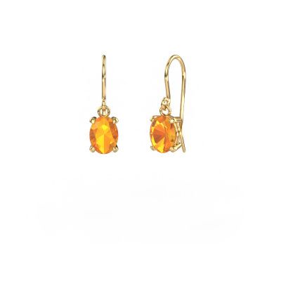 Drop earrings Laurie OVL 1 585 gold citrin 8x6 mm