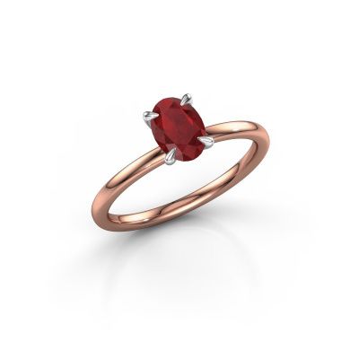 Engagement ring Crystal OVL 1 585 rose gold ruby 7x5 mm