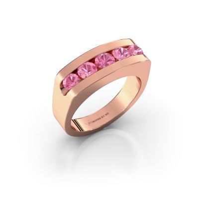 Heren ring Richard 585 rosé goud roze saffier 4 mm