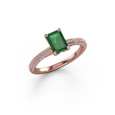 Engagement ring Elenore eme 585 rose gold emerald 7x5 mm