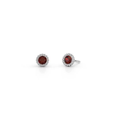 Boucles d'oreilles Queen 585 or blanc grenat 4.2 mm