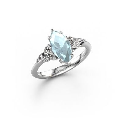 Engagement ring Melani MRQ 950 platinum aquamarine 11x5.5 mm